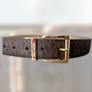 Michael Kors Women's 551508 MK Signature Twist Buckle Reversible Belt Brown S